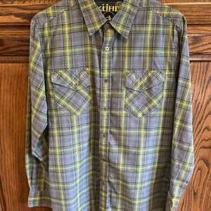 Kuhl Men's Casual Plaid Shirt in Gray and Yellow